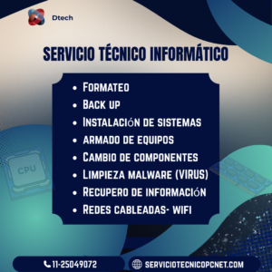 Servicio tecnico pc notebook interent wifi formateo limpieza de virus domicilio caba palermo centro caballito belgrano