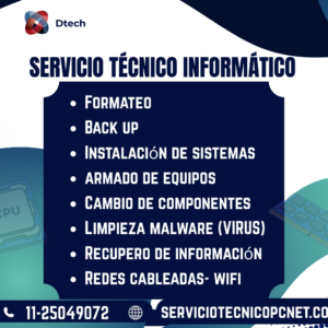 Servicio tecnico pc notebook interent wifi formateo limpieza de virus domicilio caba palermo centro caballito belgrano